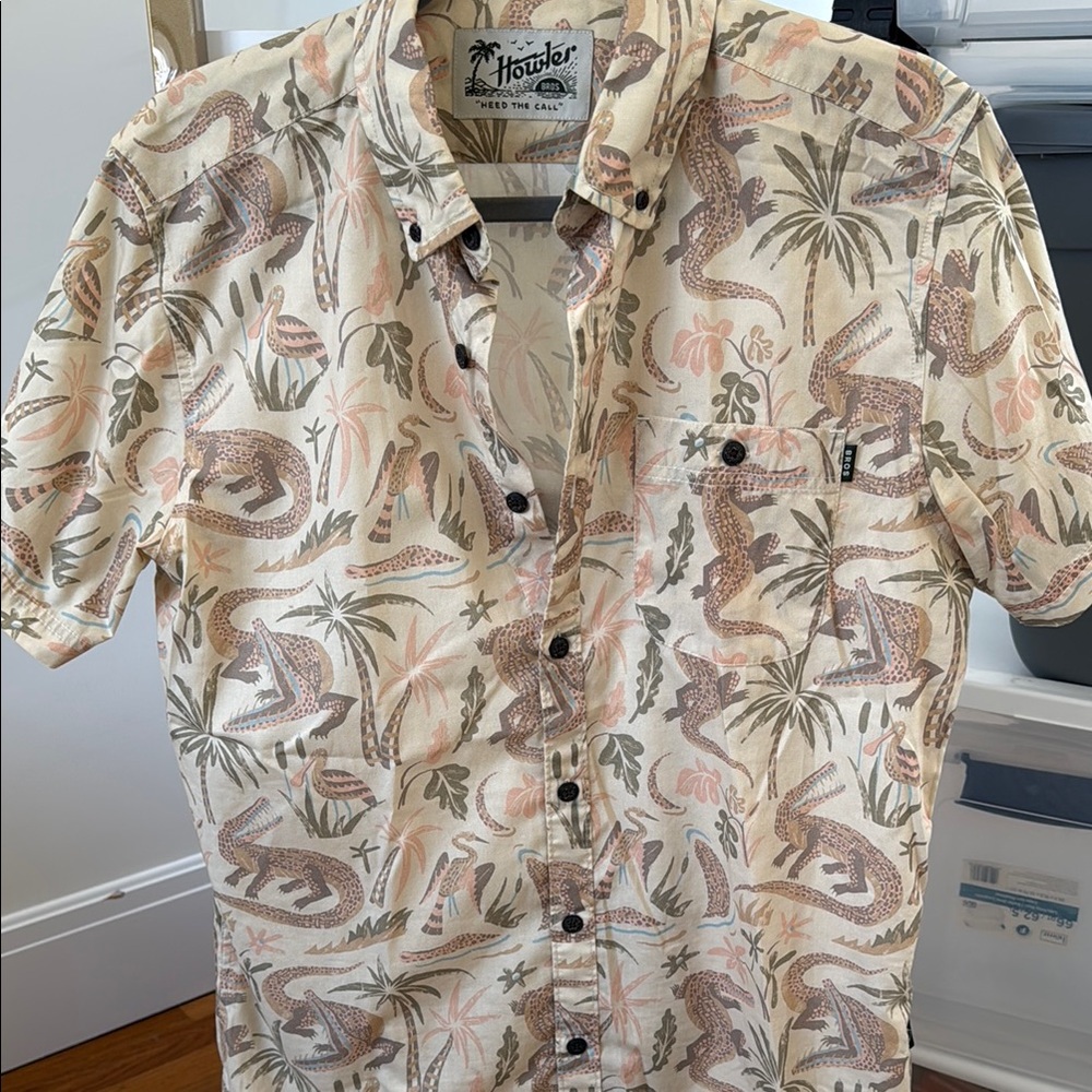 Howler Brothers Cream and Brown Casual Button Down Shirt